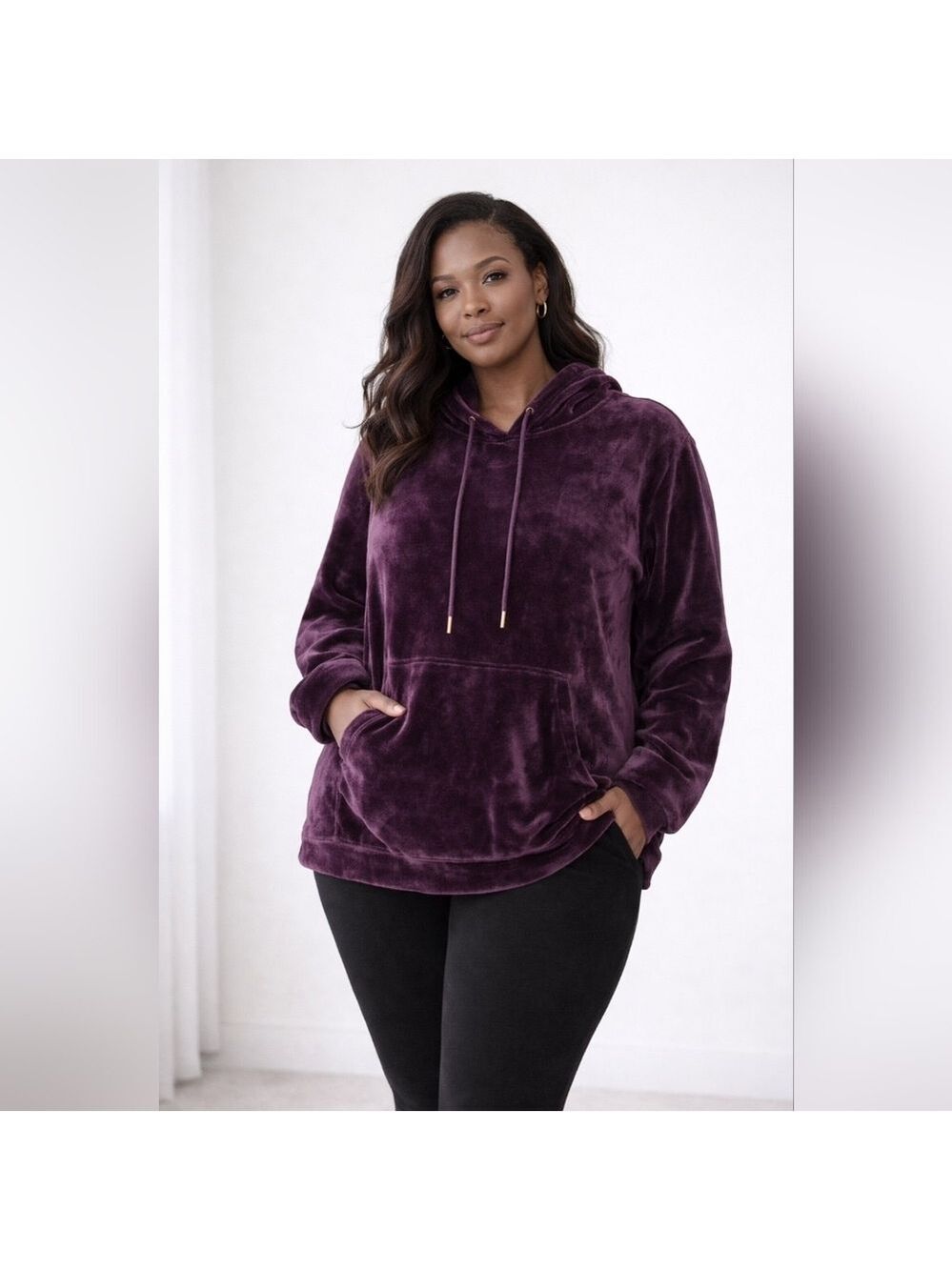 WOMENS PLUS SIZE|  COZY VELVET HOODIE  |RJ0503V